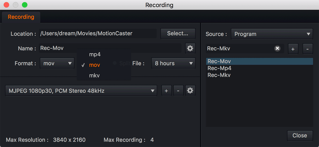 MotionCaster Video Format